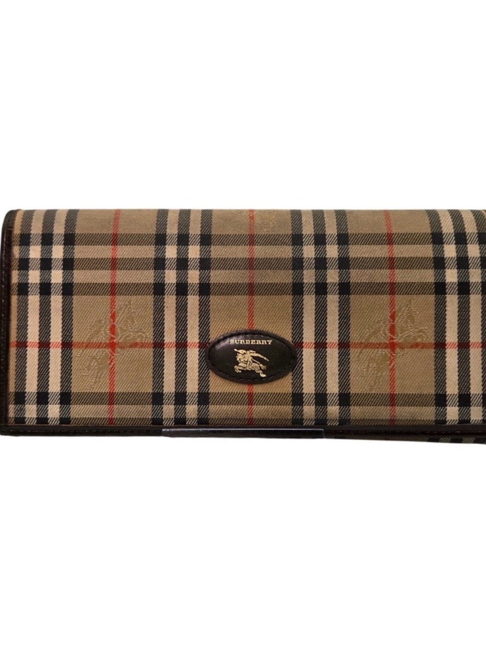 Burberry Tan Check Wallet with Black and Red Accents 💕BROWN Leather inside/trim